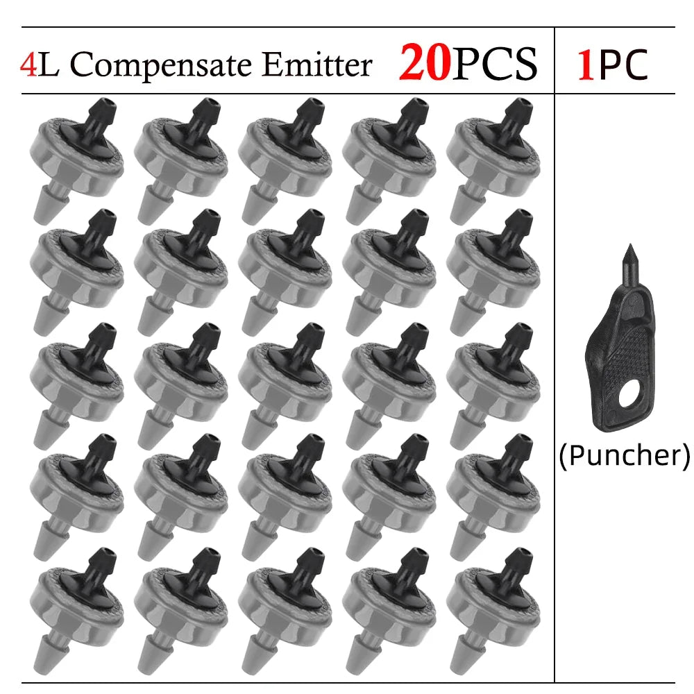 Pressure-Compensating Drip Emitters, 2, 4 or 8 L/h, 20–200 Pack