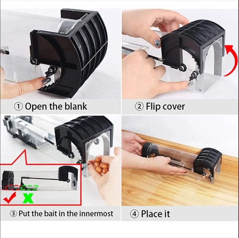 Reusable Live-Catch Mouse Trap with Metal Door