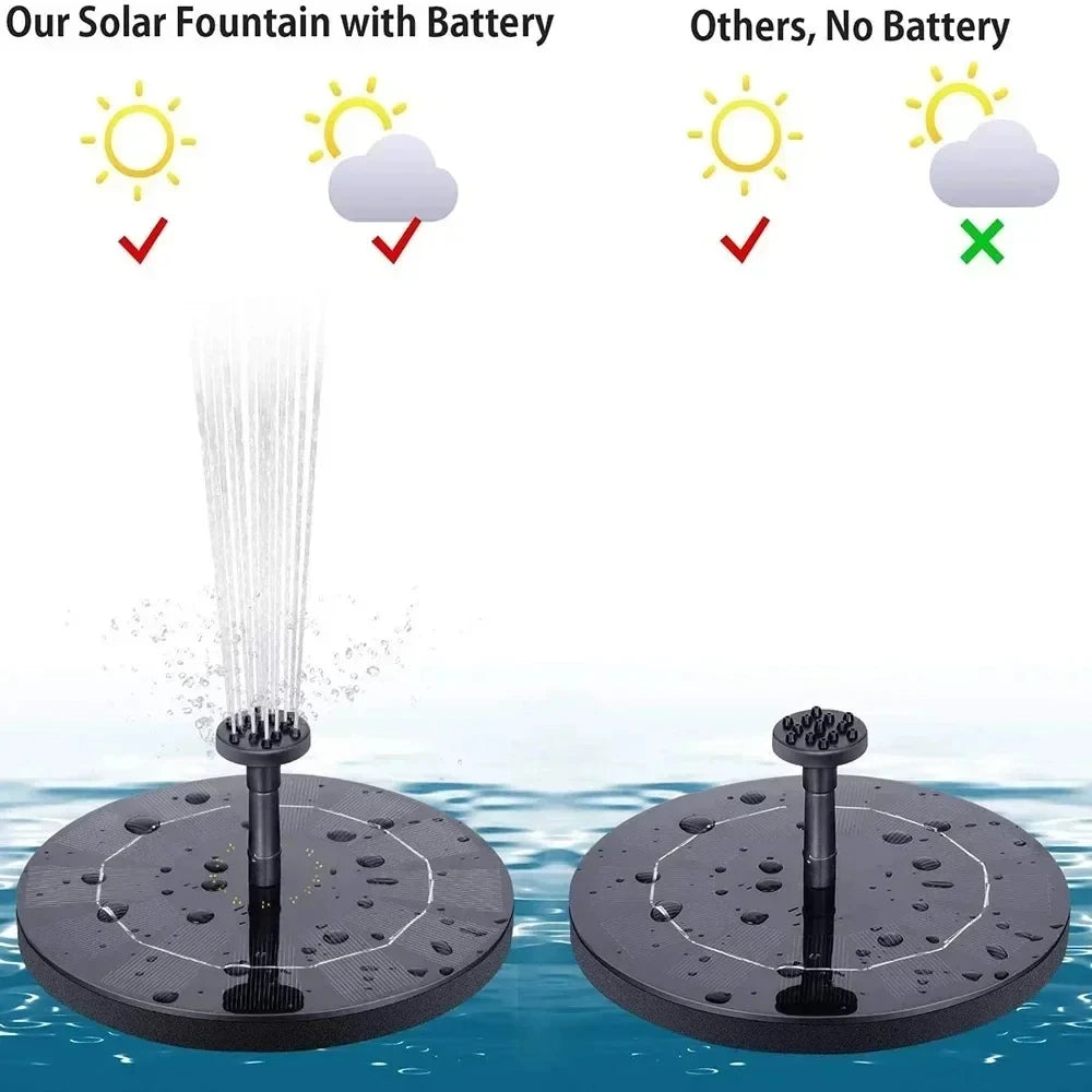 Solar Fountain Pump Floating Solar Panel Bird Baths Water Fountain with 4 Nozzles For Garden Outdoor Water Pool Pond Decor