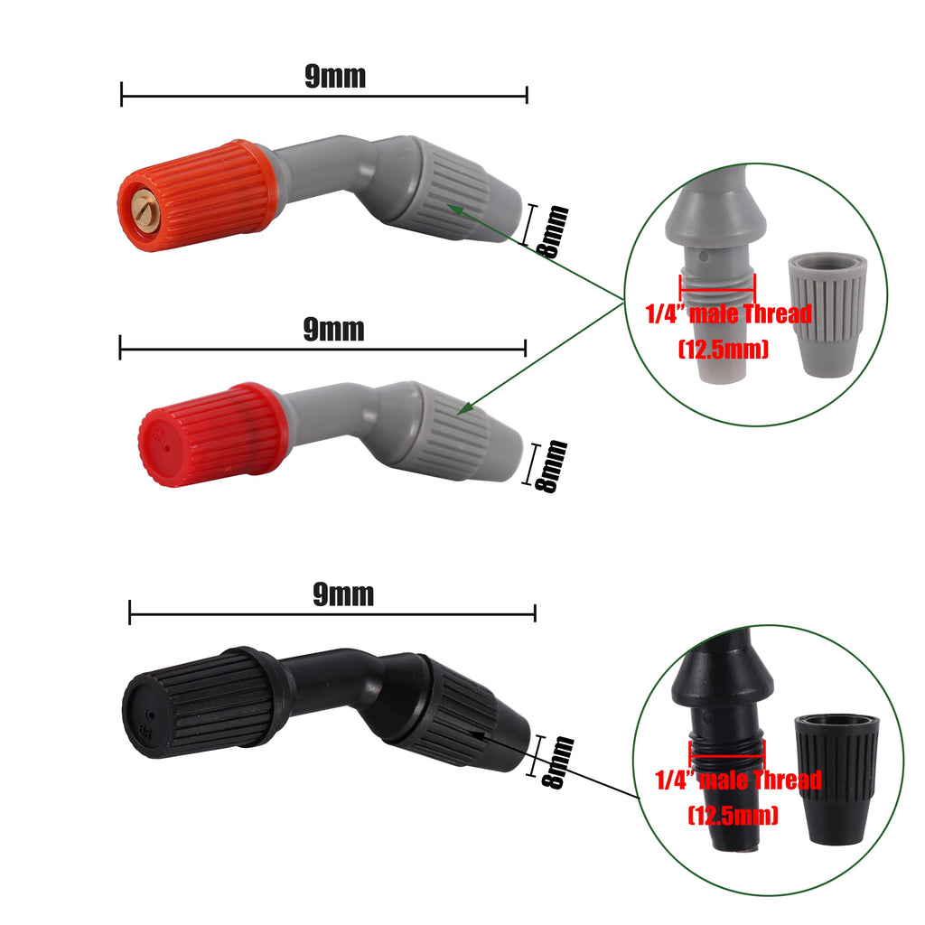 Replacement Sprayer Nozzle Heads, Fan or Cone, 1/4 in Thread