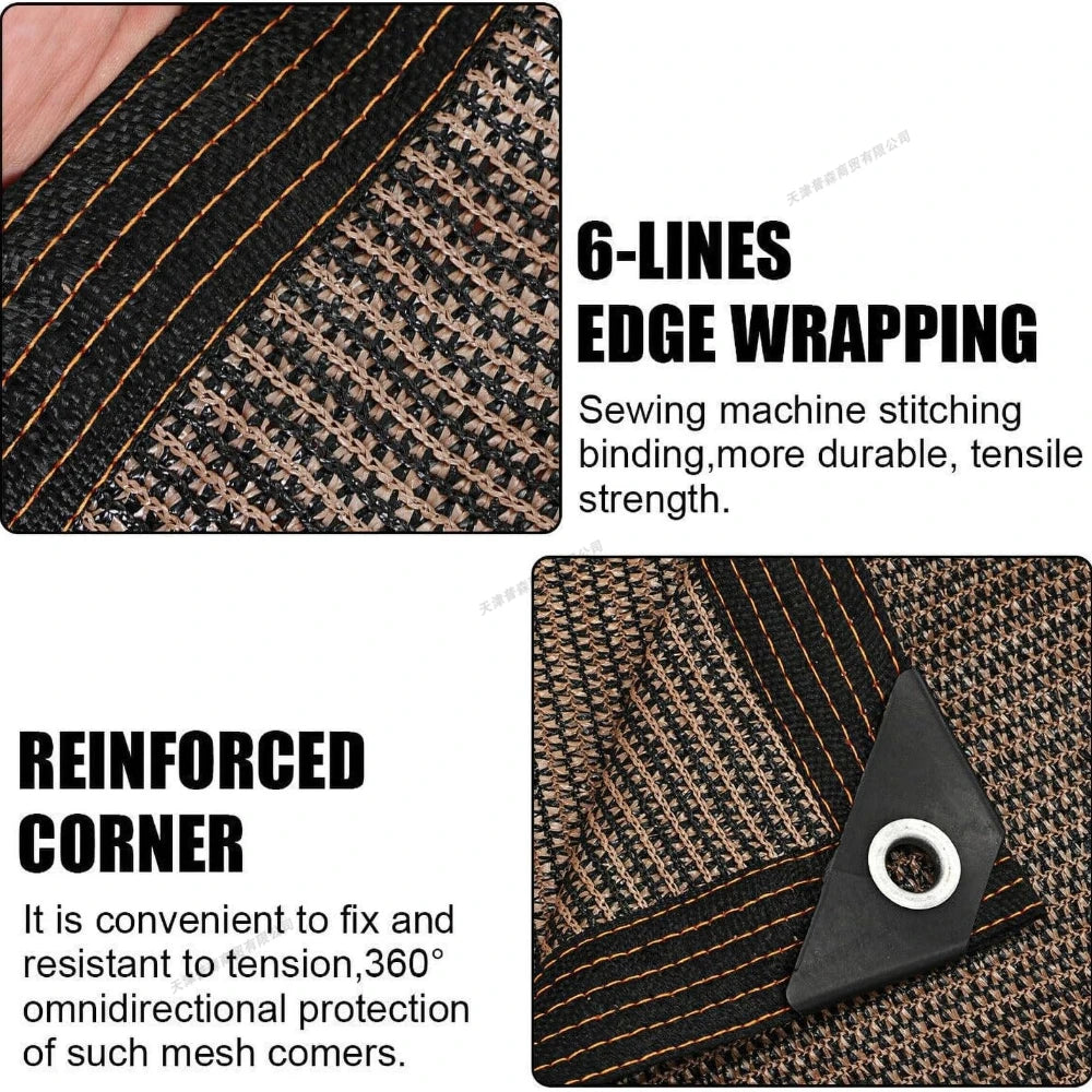 HDPE Shade Cloth with Grommets, About 90% Shade, Brown