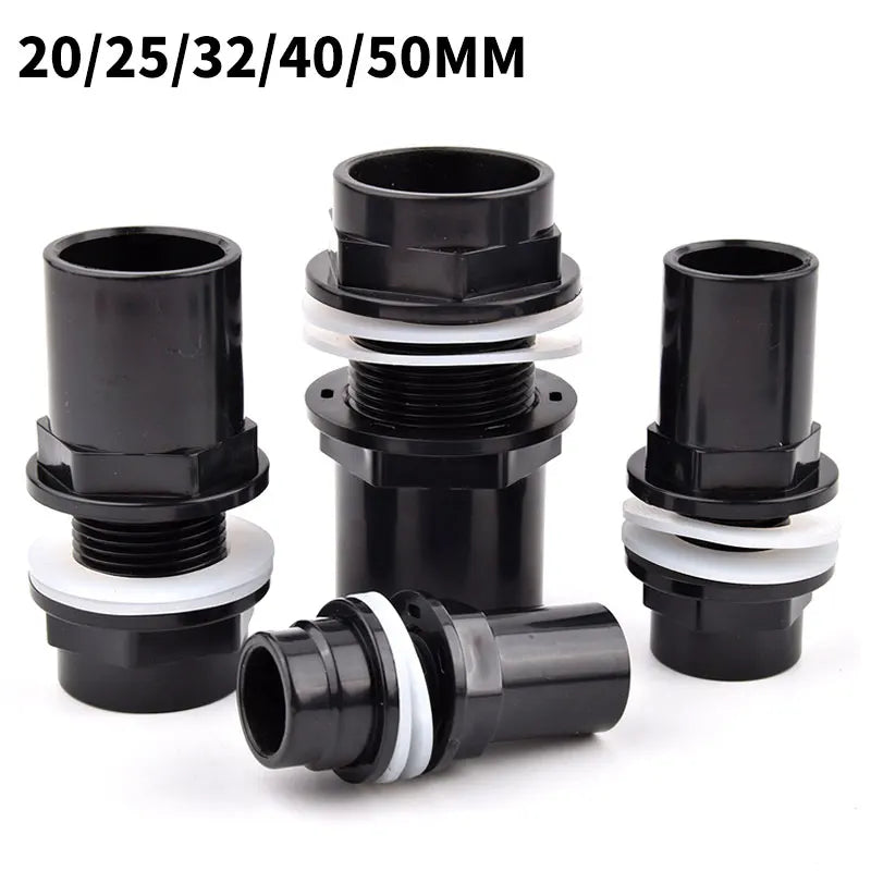 1Pc 20~50mm Black PVC Pipe Connector Aquarium Fish Tank Drain Inlet Outlet Joint Garden Irrigation Water Supply Pipe Fittings