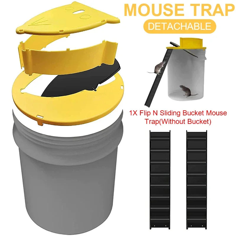 Bucket-Mount Flip-Lid Mouse Trap, Auto Reset