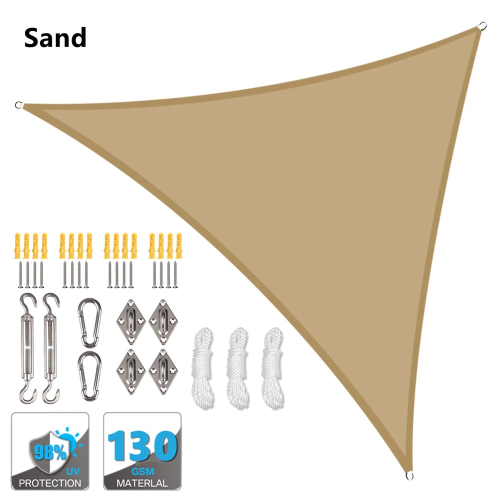 5x5x5/2x2x2M Waterproof Sun Shelter Triangle Sunshade Protection Outdoor Canopy Garden Patio Pool Shade Sail Awning Shade Cloth