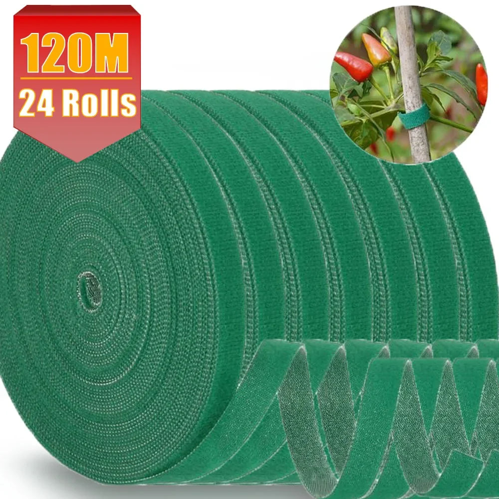 Hook-and-Loop Plant Ties, 5 m Rolls, 1–24 Pack