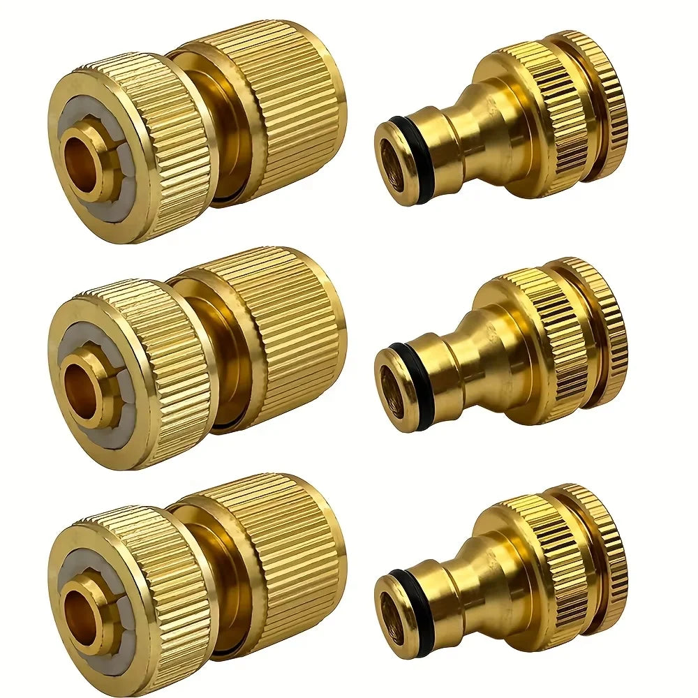 EU Standard Hose Fittings, 6 or 12 Pcs: 1/2" and 3/4" Tap Fittings with 1/2" Garden Quick Connectors