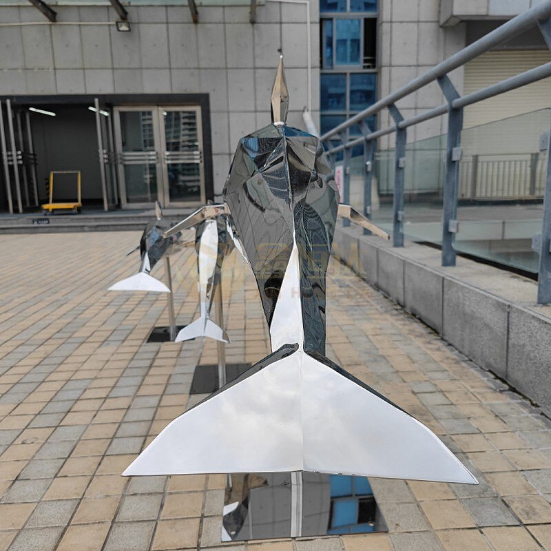 ArtZ® Stainless Steel Geometric Dolphin Statues