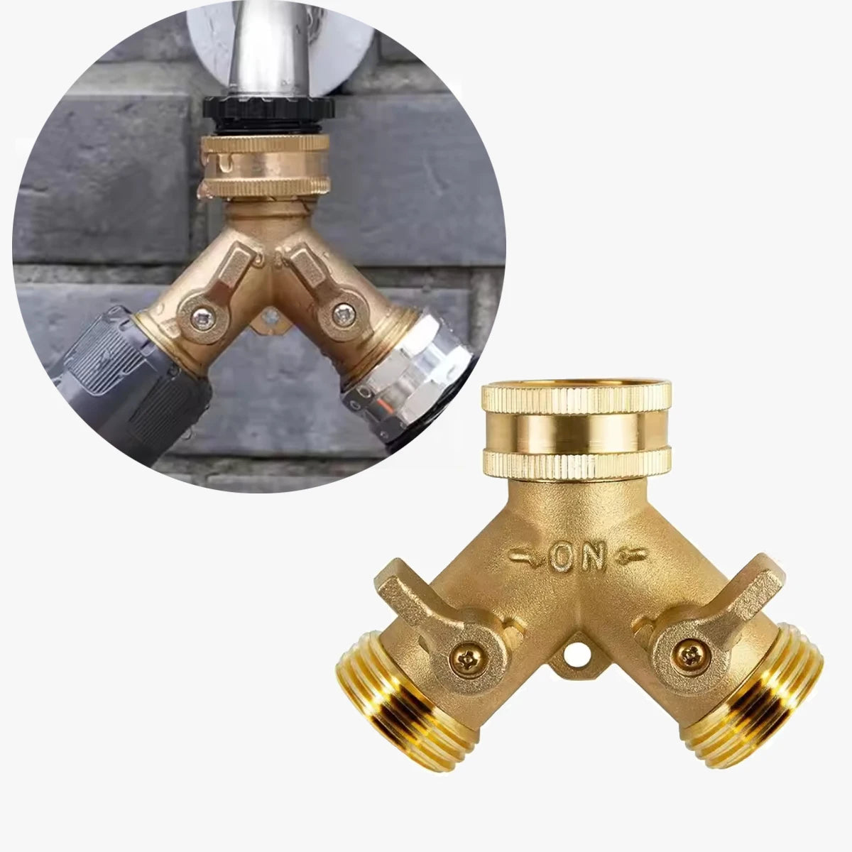 Copper Pipe Connection Brass Faucet Tap Faucet Splitter Garden Watering Fittings Tool 3/4 Inch Connector Piping Adapter Supplies