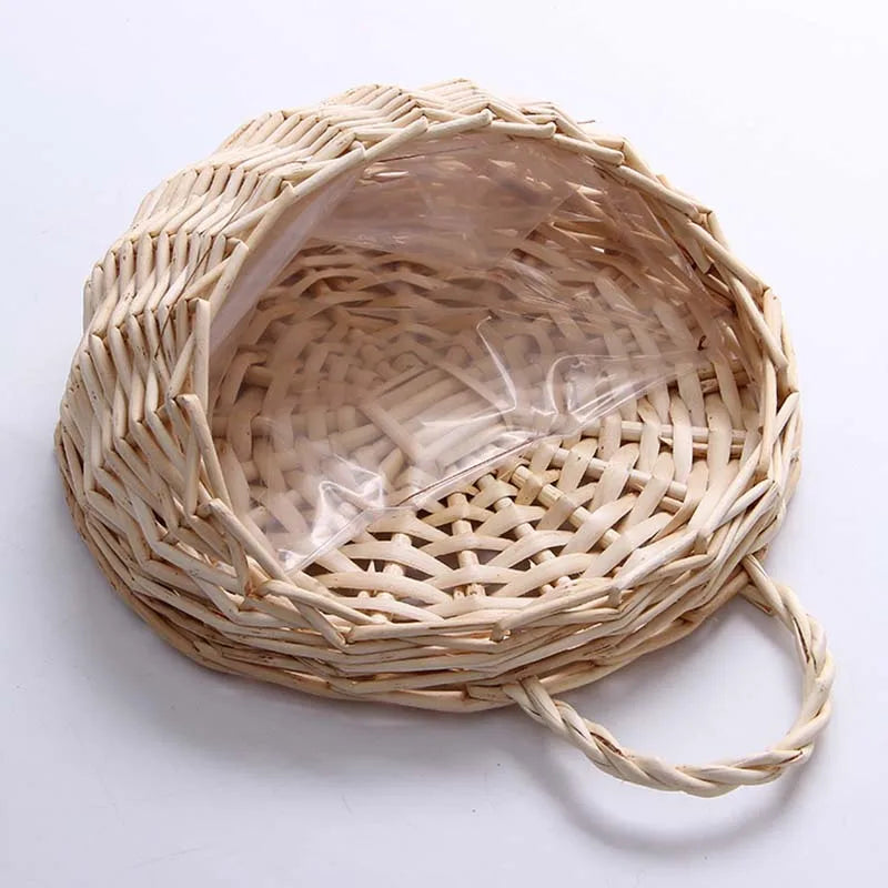 Hand Made Wicker Rattan Flower Planter Wall Hanging Wicker Rattan Basket Garden Vine Pot Plants Holder Garden Pots Wall Planter