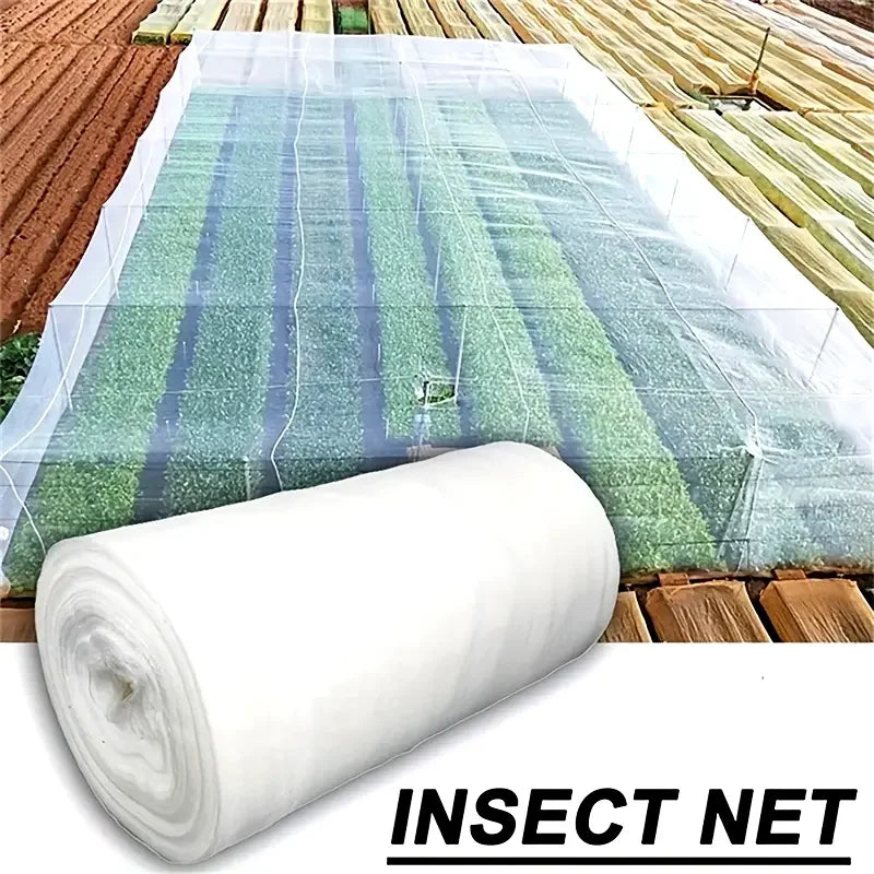 White 60-Mesh Insect Netting for Vegetables, 2.5 m Wide, 3–30 m Long