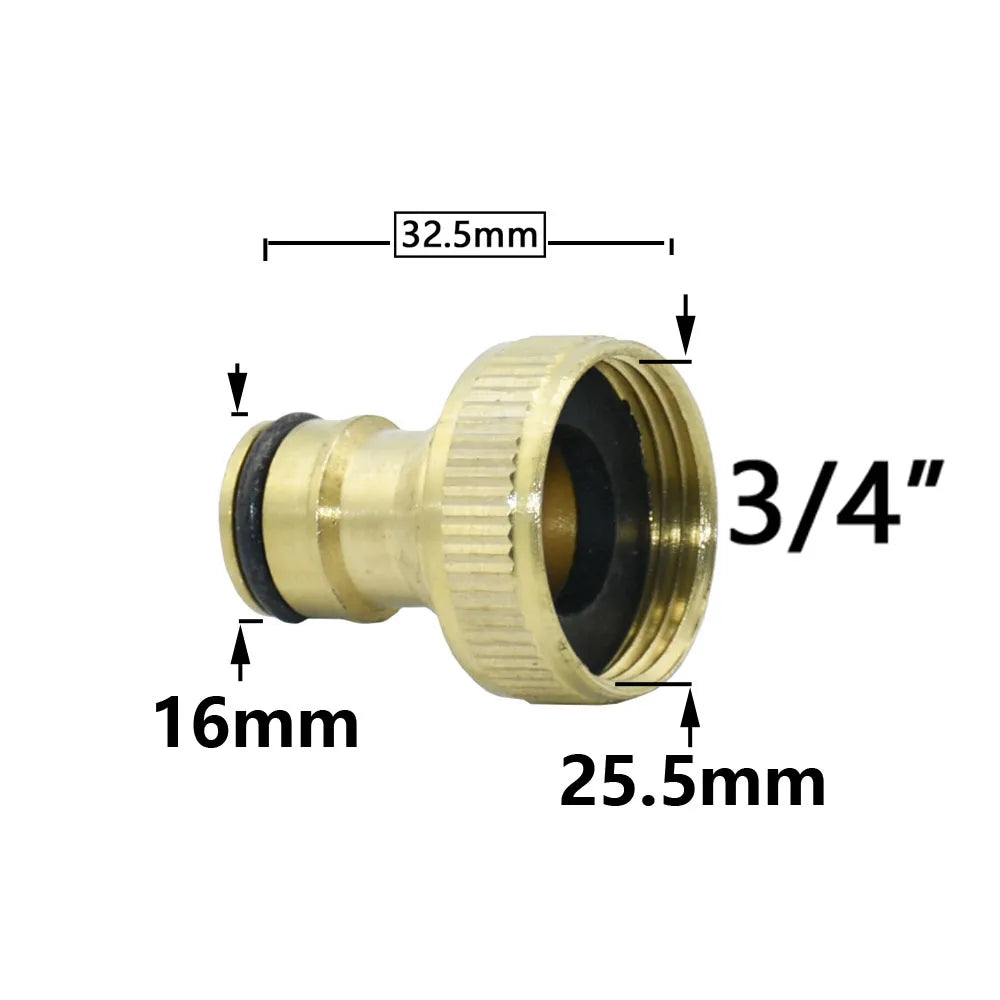 Brass 16mm Nipple Quick Connector 1/2'' 3/4'' 1'' Thread Hose Quick Connector Car Wash Garden Irrigation Water Gun Fitting