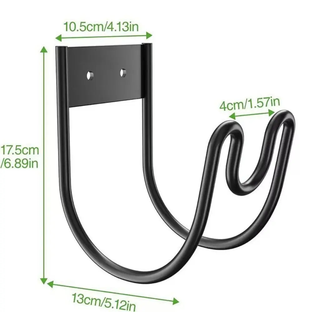 Wall-Mounted Metal Garden Hose Hanger, Black
