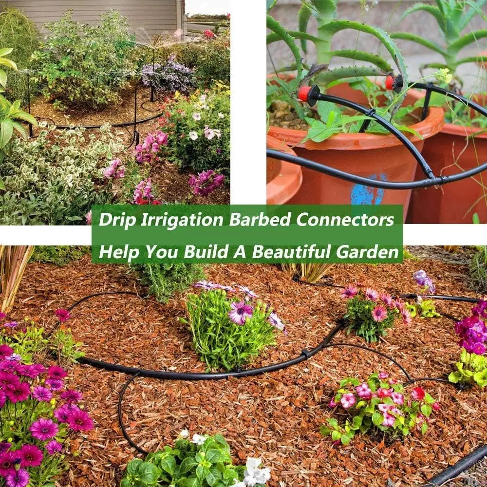 50pcs Barbed Connectors Irrigation Fittings Drip Irrigation Barbed Connectors 4/7mm Tubing Fittings for Flower Pot Garden Lawn 5