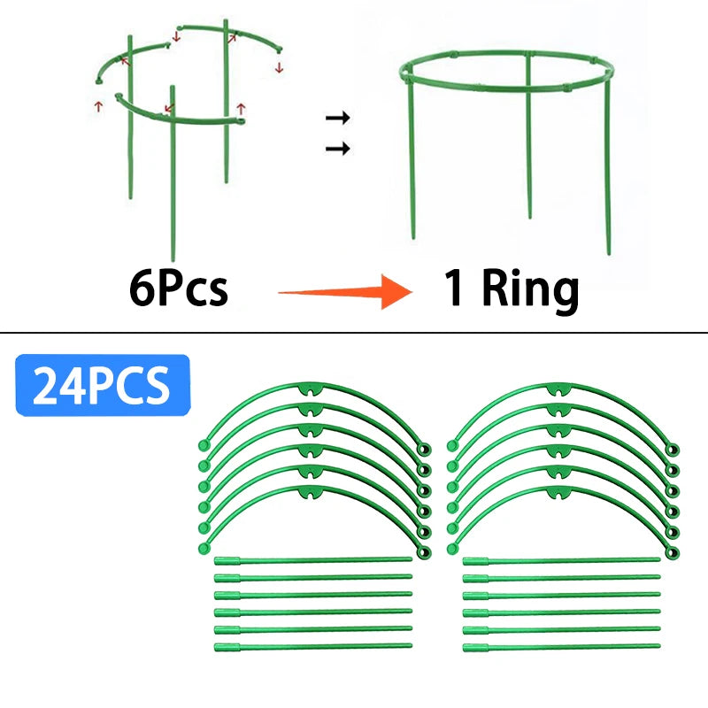 Plant Support Stakes Semicircle Trellis for Potted Plants Bonsai Vine Flower Support Fixed Rod Clips Gardening Tools 6-36Pcs