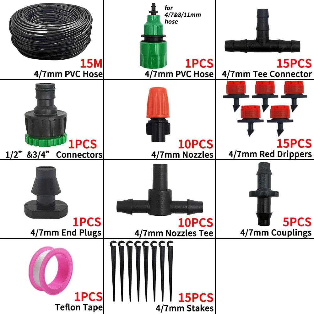 Irrigation System Garden Tools Drip Watering Kits Automatic Watering Hose With Adjustable Drippers, Convenient Installation, Saves Water