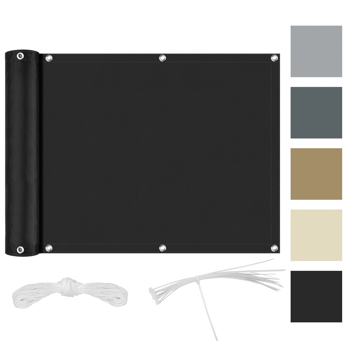 Balcony Privacy Screen, Polyester Oxford Fabric, 75–90 cm High