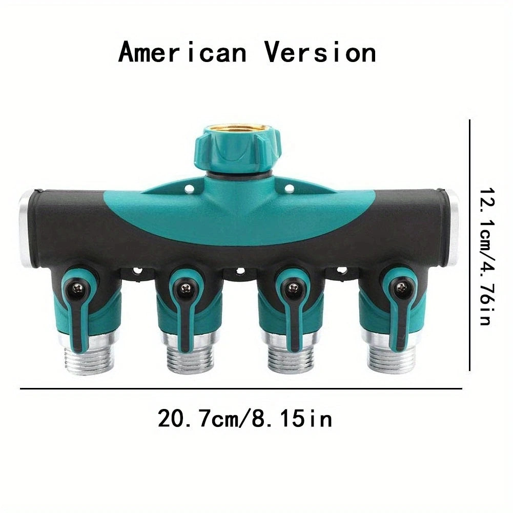 2-Way or 4-Way Hose Splitter with Shut-Off Valves, 3/4 in