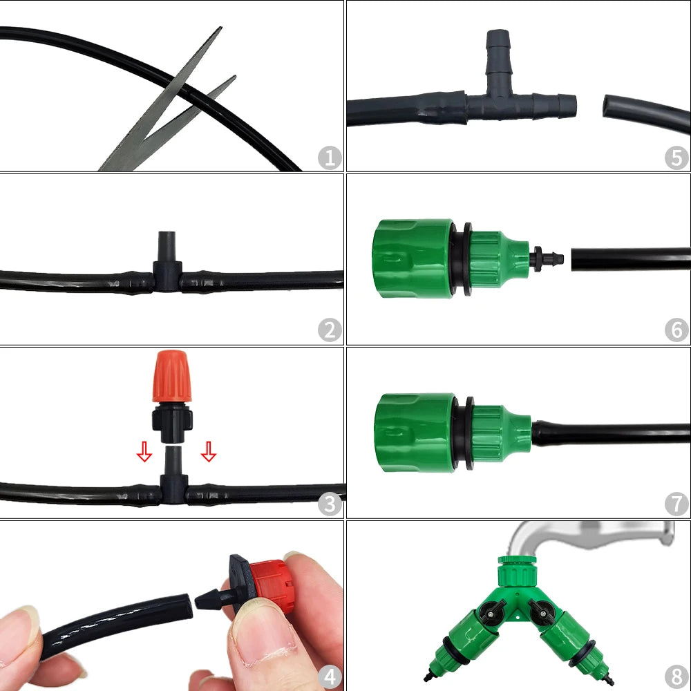 Irrigation System Garden Tools Drip Watering Kits Automatic Watering Hose With Adjustable Drippers, Convenient Installation, Saves Water