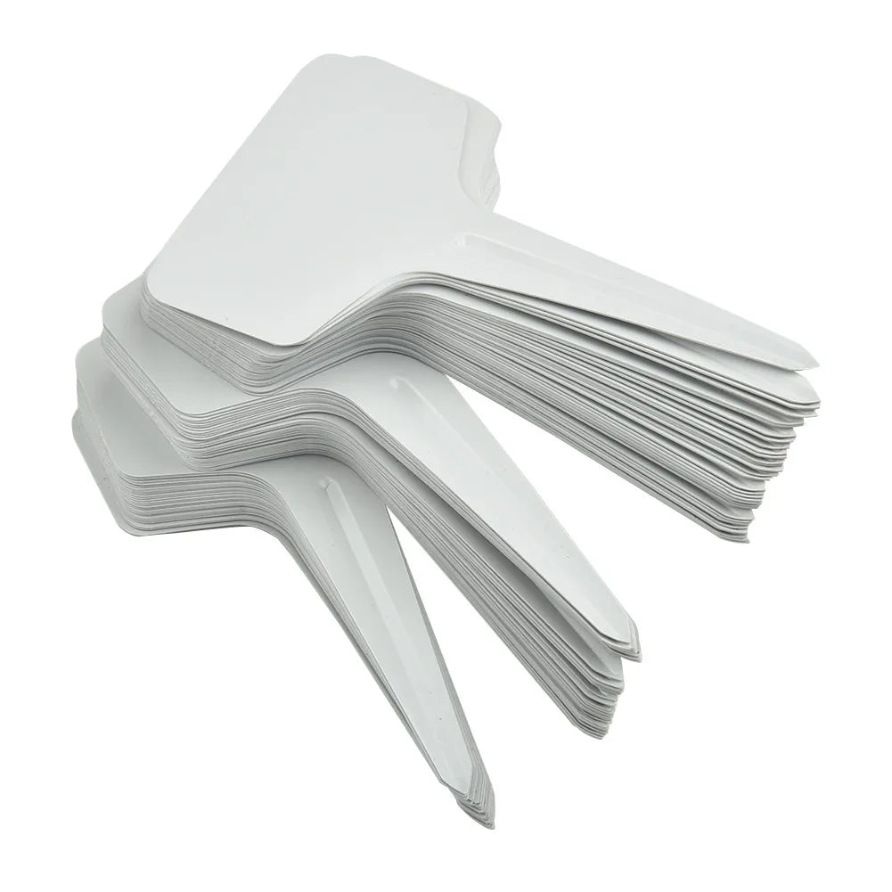 White PVC T-Type Plant Labels, 6 × 10 cm, 50–200 Pack