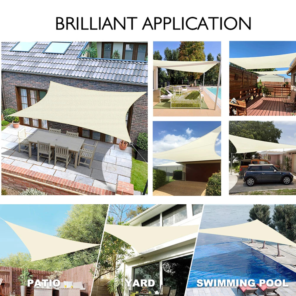 Shade Sail with Ropes, Rectangle, Square or Triangle, Sand or Beige