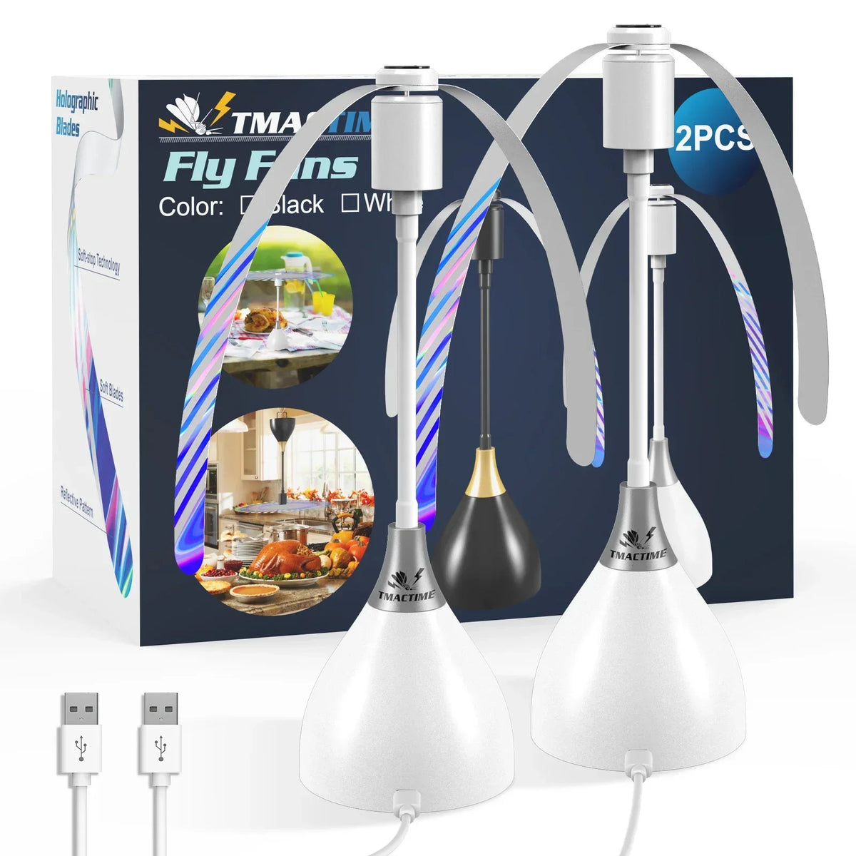 2/3pcs Fly Fans For Tables Effective Fly Repellent Fan Keeps Flies Away With Soft Blades USB  Picnic BBQ Party  Fly  Fans