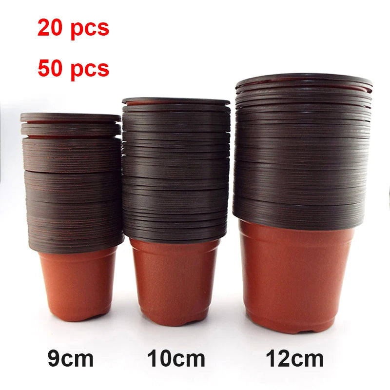 Plastic Nursery Pots with Drainage, 9, 10 or 12 cm, 20 or 50 Pack