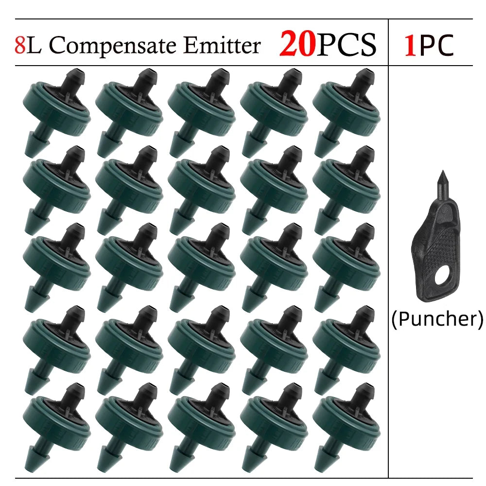Pressure-Compensating Drip Emitters, 2, 4 or 8 L/h, 20–200 Pack