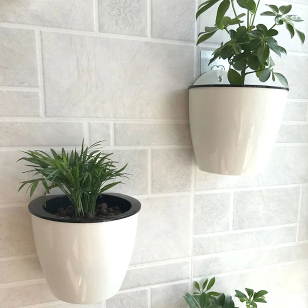 Wall-Mounted Flower Pot Automatic Water-Absorbing Plastic Soil Or Hydroponics System Pot For Wall Balcony Flower Pot Holder