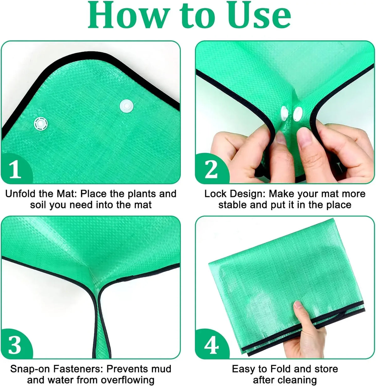 Waterproof Repotting Mat with Corner Locks, 50–100 cm
