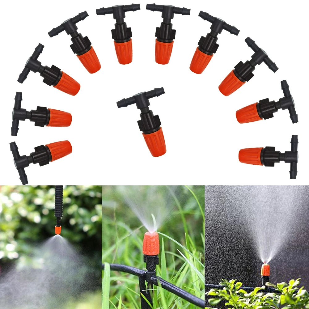 Fog Nozzles Irrigation Kit 5M-20M Garden Automatic Spray Misting Plant Watering System with 4/7 PE Hose and Connector