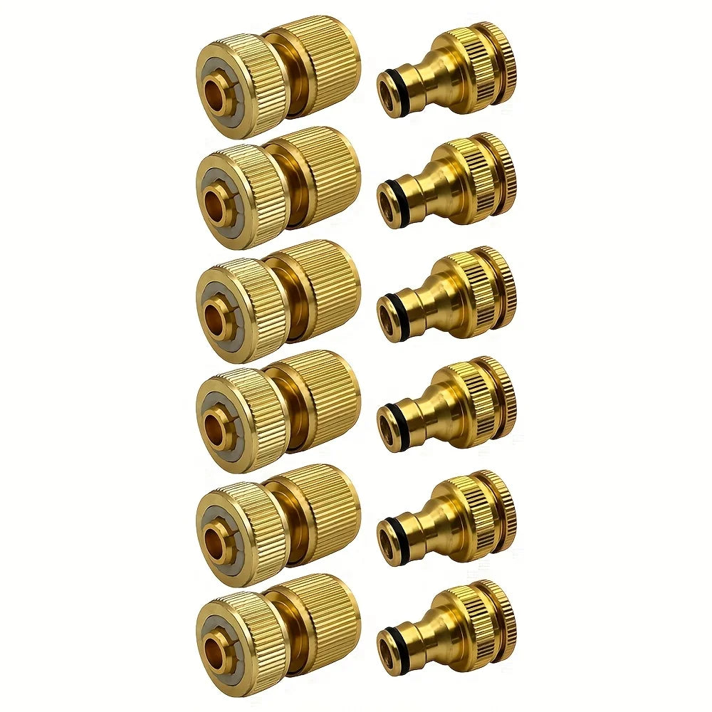 2/4/6pcs EU Standard Aluminum Hose Connector Set - 1/2'' & 3/4'' Tap Fitting + 1/2''(13-16mm) Quick Connect for Garden Pipes