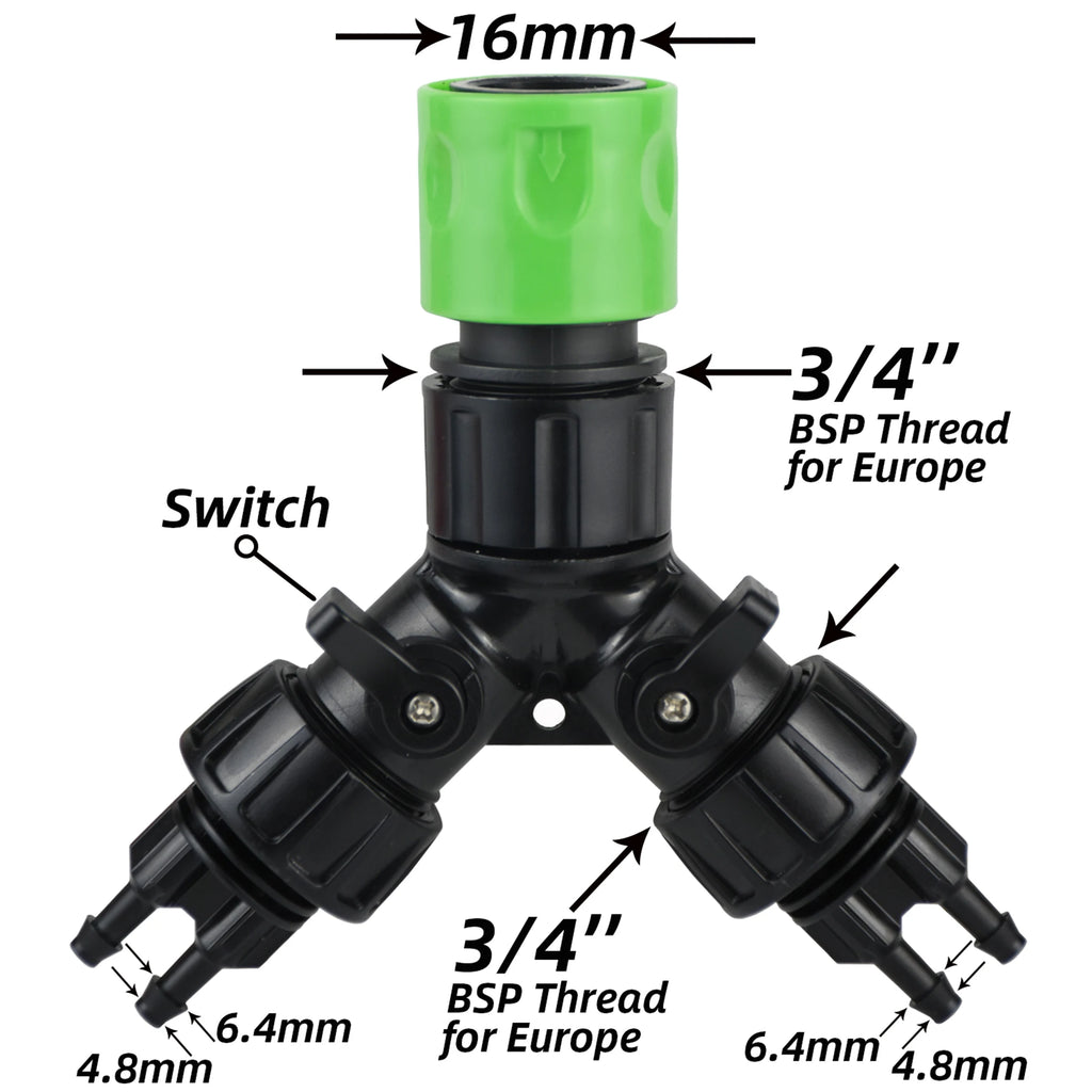 1pcs Drip Irrigation Tap Adapter 2-Way 4-Way Splitter for Garden 1/4'' Hose Automatic Watering System Kit Bonsai Pot Plant