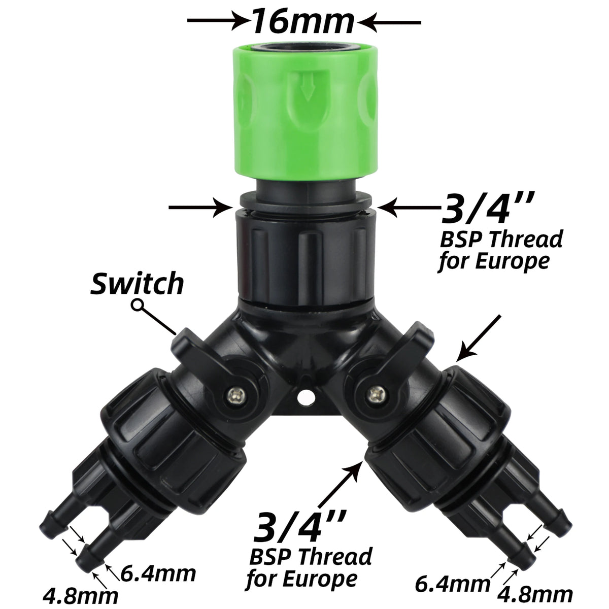 1pcs Drip Irrigation Tap Adapter 2-Way 4-Way Splitter for Garden 1/4'' Hose Automatic Watering System Kit Bonsai Pot Plant