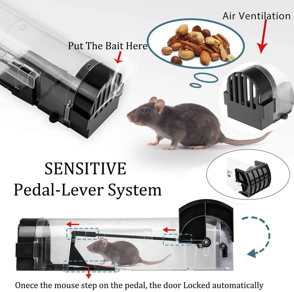 Reusable Live-Catch Mouse Trap with Metal Door
