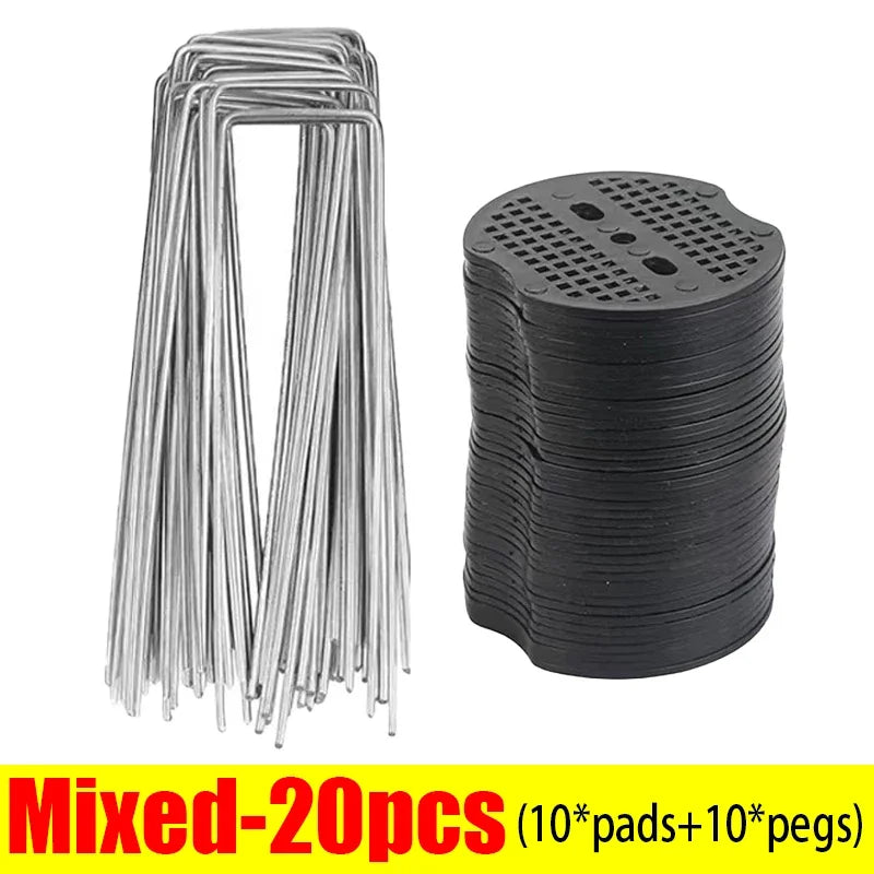 Galvanized Steel Landscape Staples with Plastic Pads, 10–100 Pack