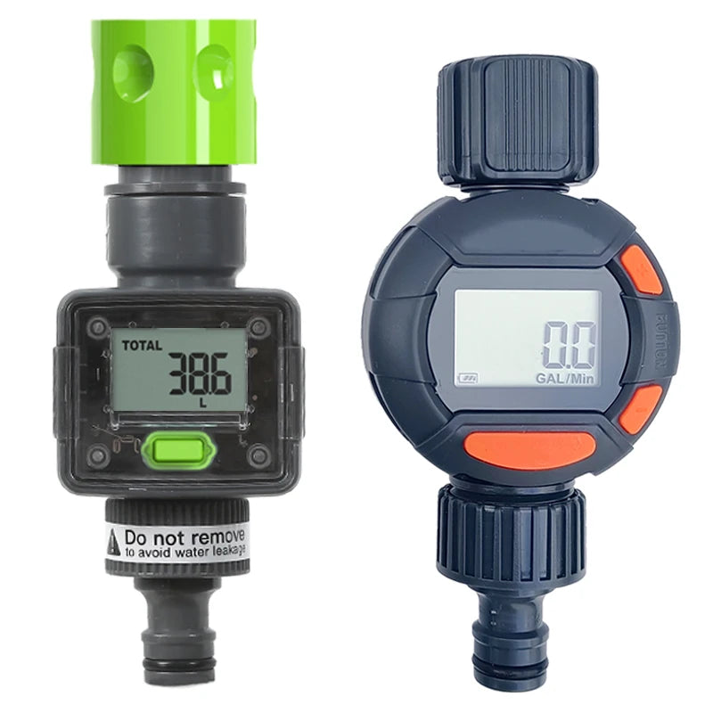 Water Flow Meter Measure Gallon/Liter Consumption and Flow Rate for Outdoor Garden Hose Watering RV Water Tank Filling