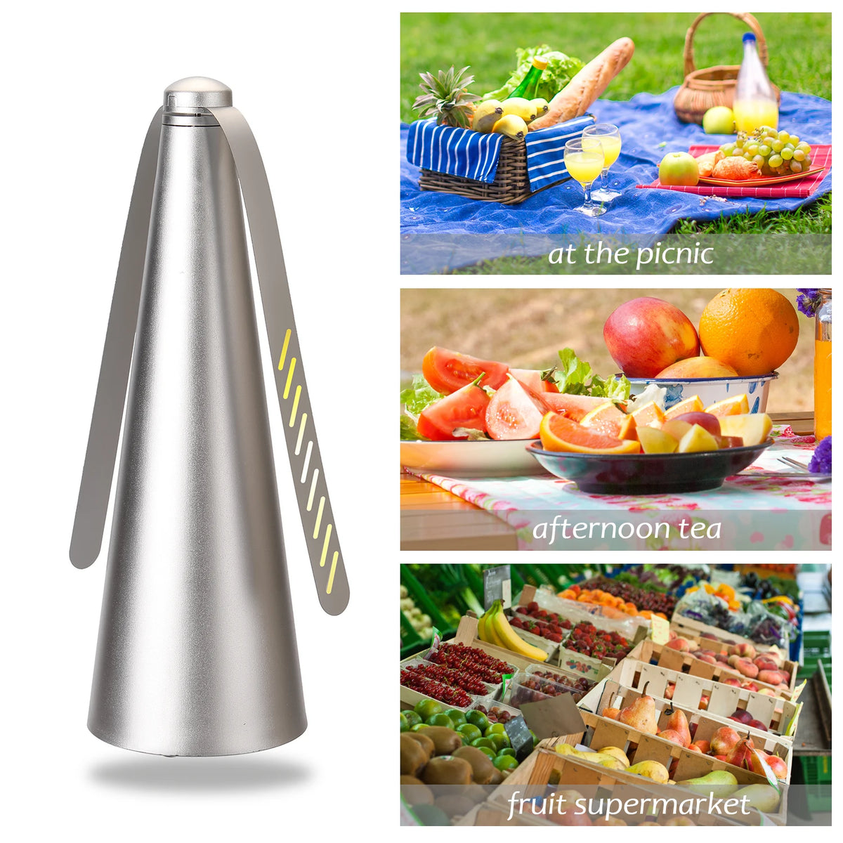 Rechargeable Outdoor Multifunctional Fly Repellent 360° Rotation Fan-type Food Protector Pest Drive Away Table Fan