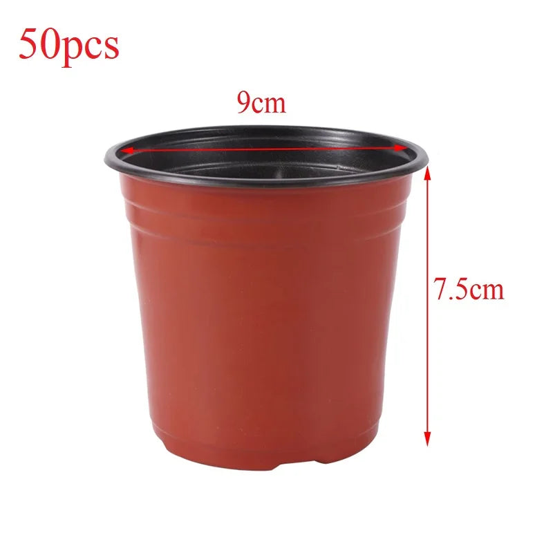 Plastic Nursery Pots with Drainage, 9, 10 or 12 cm, 20 or 50 Pack