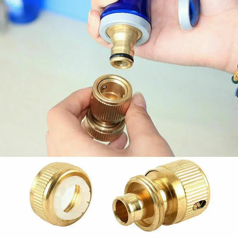 Brass-Coated Hose Adapter, 1/2" Quick Connect Swivel Connector Garden Hose Coupling Systems for Watering Irrigation