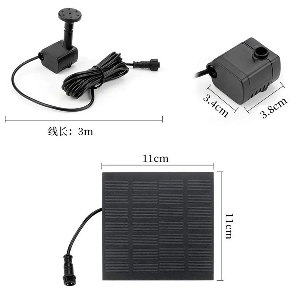 1.4W Mini Solar Fountain Pump Power Panel Kit Solar Panel Water Pump for Garden Pool Water Fountain Indoor Bird Bath Outdoor
