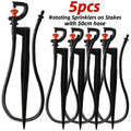 KESLA 5pc 360° Rotating Micro Watering Irrigation Sprinkler Sprayer on 20cm Stake 1/4" Barb Connector Lawn Farm Greenhouse Plant