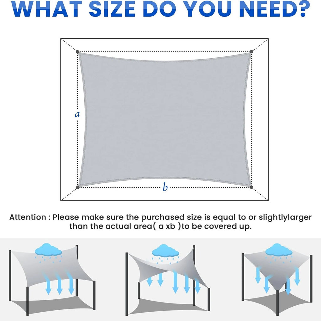 Shade Sail Canopy for Patio and Garden, Multiple Sizes and Colors