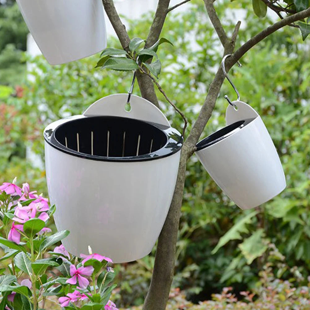 Wall-Mounted Flower Pot Automatic Water-Absorbing Plastic Soil Or Hydroponics System Pot For Wall Balcony Flower Pot Holder