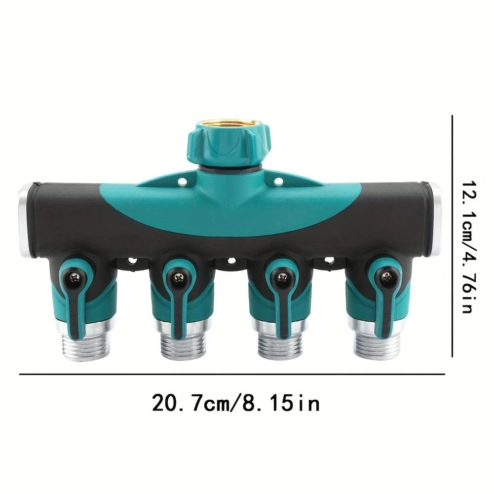 2-Way or 4-Way Hose Splitter with Shut-Off Valves, 3/4 in