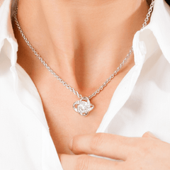 Serenity Silver Necklace | Real Rose, Adjustable Chain 17.71-21.65 Inches