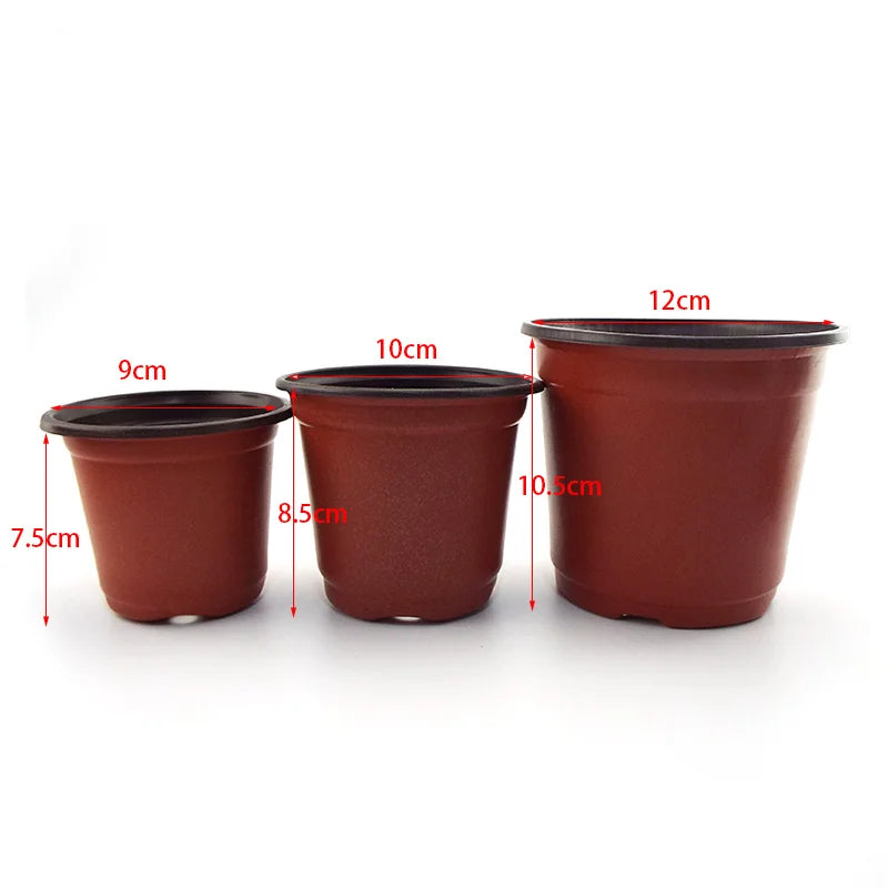 Plastic Nursery Pots with Drainage, 9, 10 or 12 cm, 20 or 50 Pack