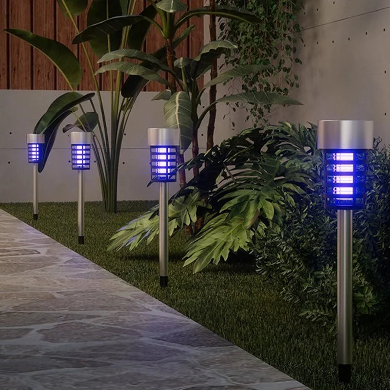 Solar Bug Zapper Waterproof Electric Mosquito Killer Light Stake UV Fly Trap for Garden Patio Yard Camping Insect Control Lamp