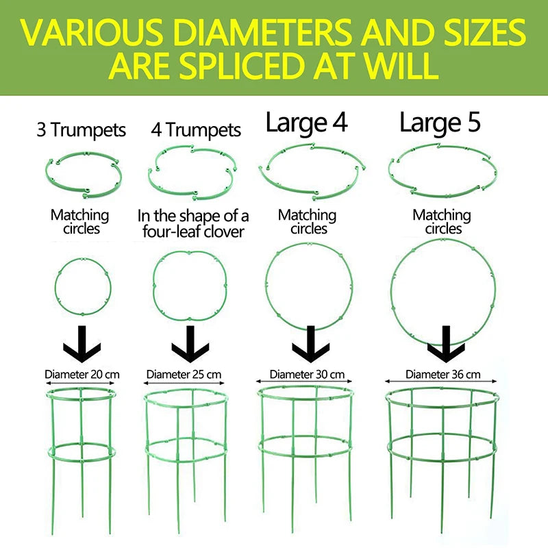 Plant Support Stakes Semicircle Trellis for Potted Plants Bonsai Vine Flower Support Fixed Rod Clips Gardening Tools 6-36Pcs