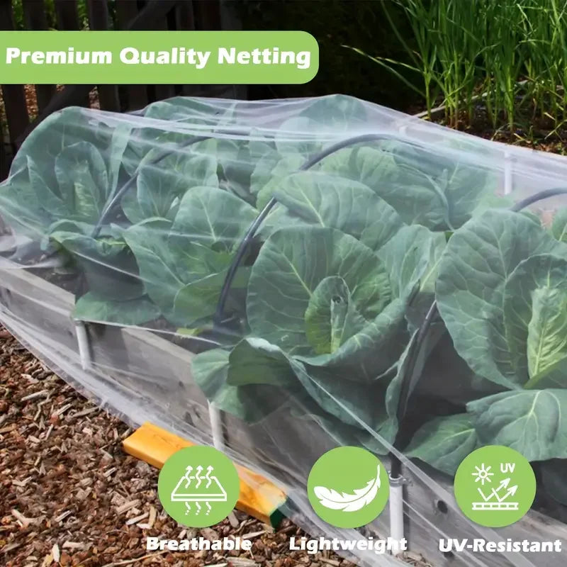 White 60-Mesh Insect Netting for Vegetables, 2.5 m Wide, 3–30 m Long