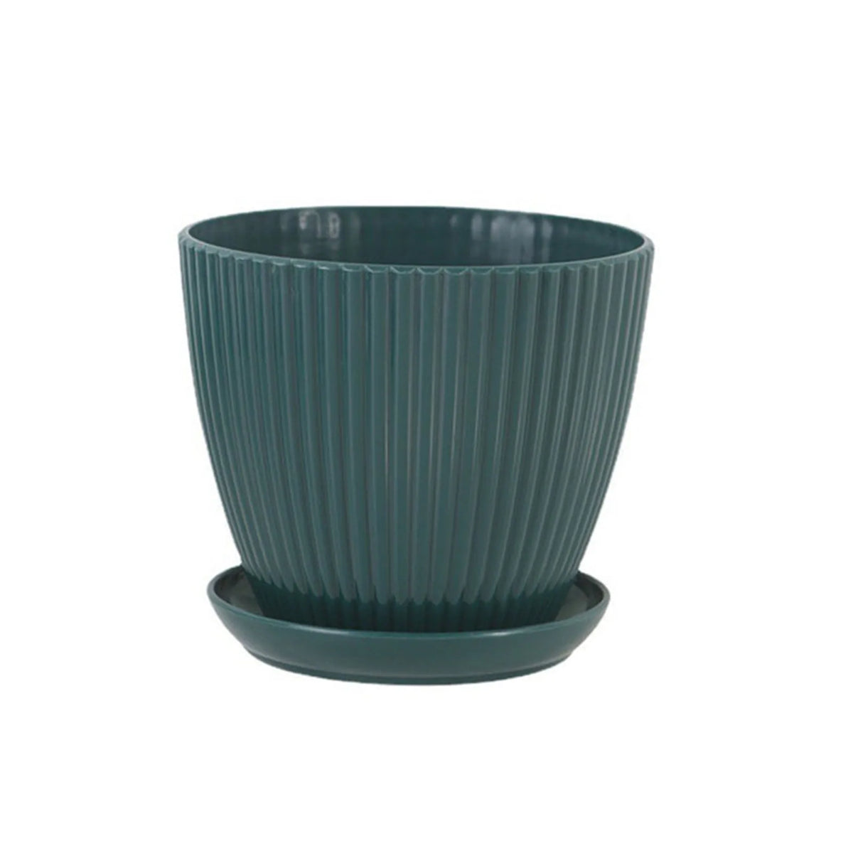 Round Plant Pot with Drainage Tray, 5 Sizes, 4 Colors